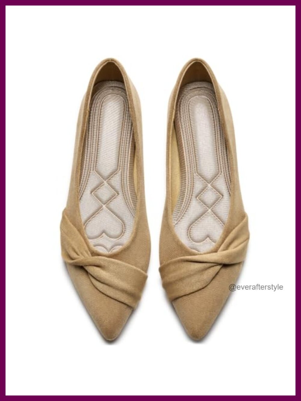 Women's Suede Pointed Toe Ballet Flats Slip On Office Dress Shoes